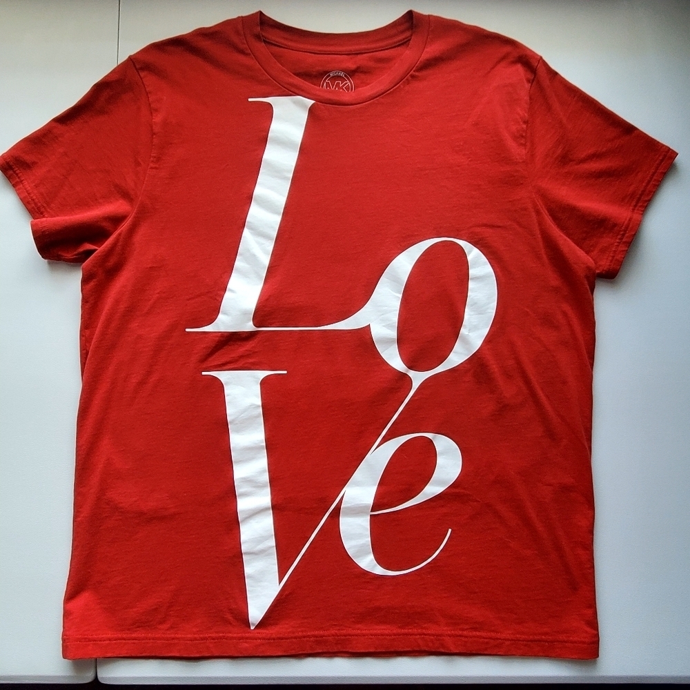 Michael Kors Red LOVE T-Shirt, Size L. Excellent condition!